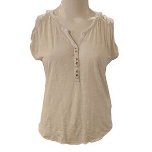 [Lucky Brand] White Half Button Down Top - Size XL